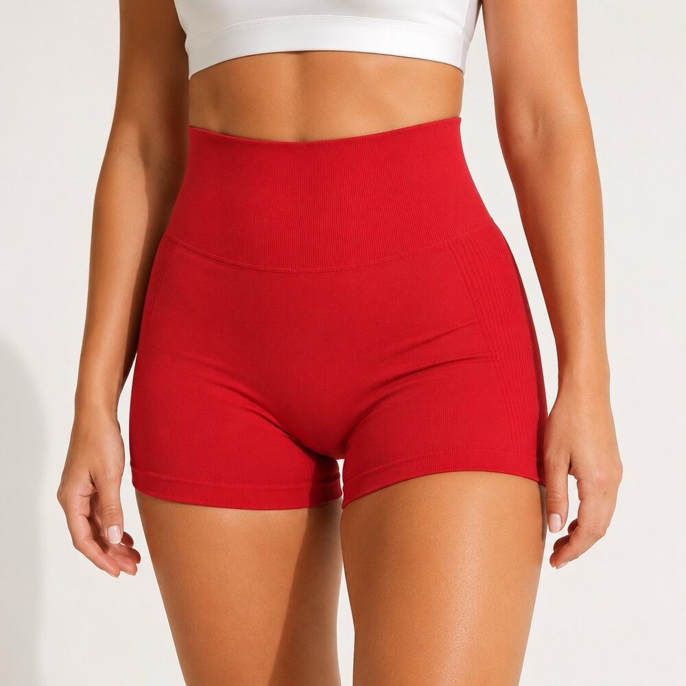 Women’s Red High-Waist Butt-Lifting Shapewear Shorts XS Seamless